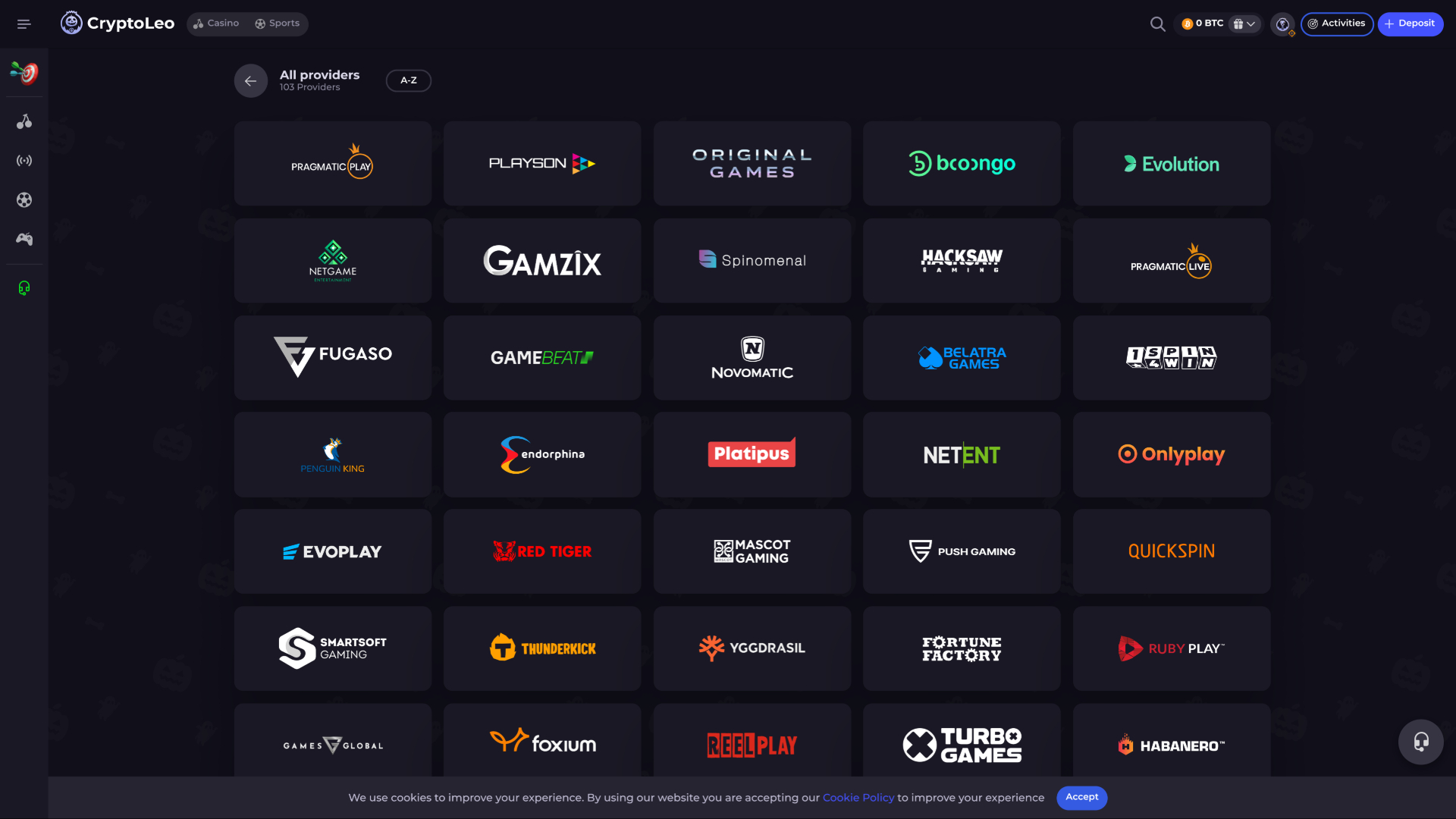 Développeurs de jeux de CryptoLeo Casino sur ordinateur