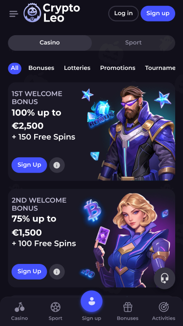 Promotions de CryptoLeo Casino sur mobile