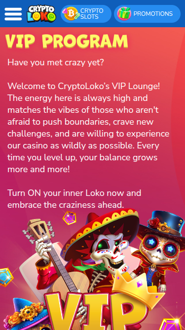 Programme VIP mobile Crypto Loko Casino