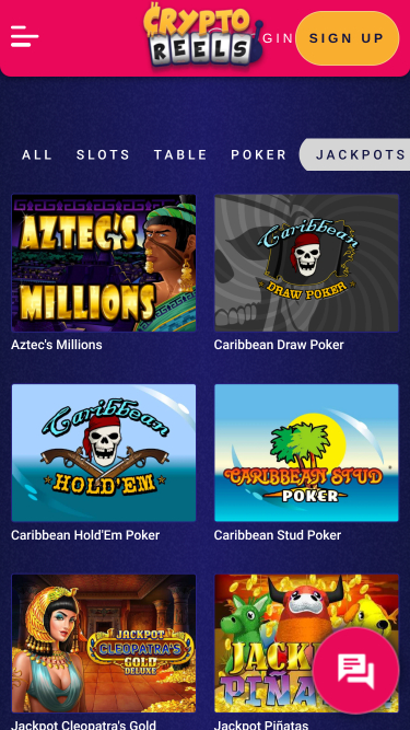 Jackpot di CryptoReels su mobile