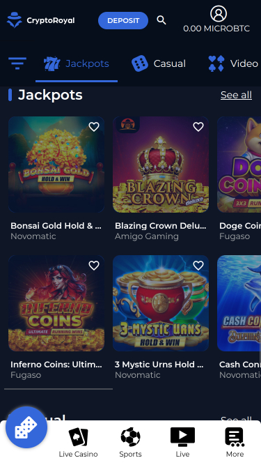 CryptoRoyal Casino Jackpot Mobile