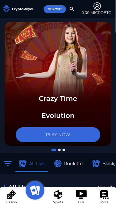 CryptoRoyal Casino Live Dealer Mobile