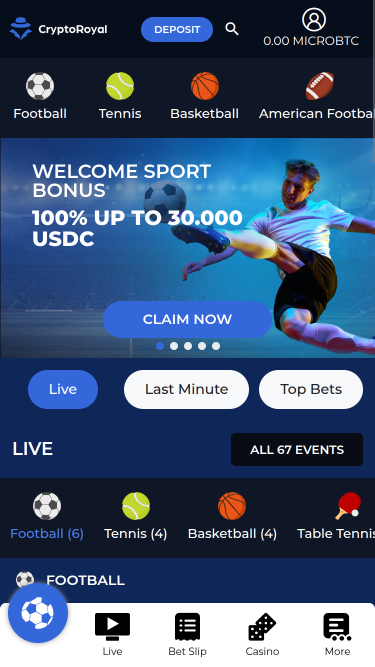 CryptoRoyal Casino Live Sports Mobile