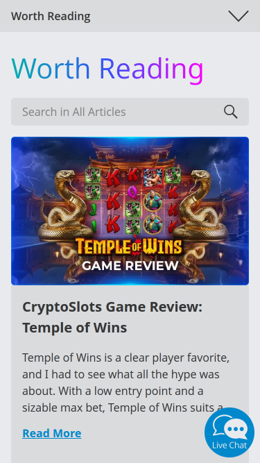 Blog mobile du casino CryptoSlots