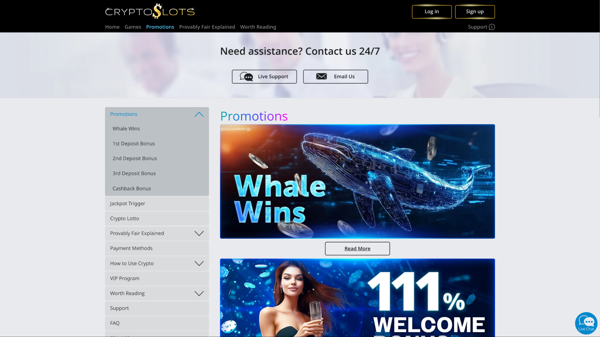 CryptoSlots Casino Promotions Desktop