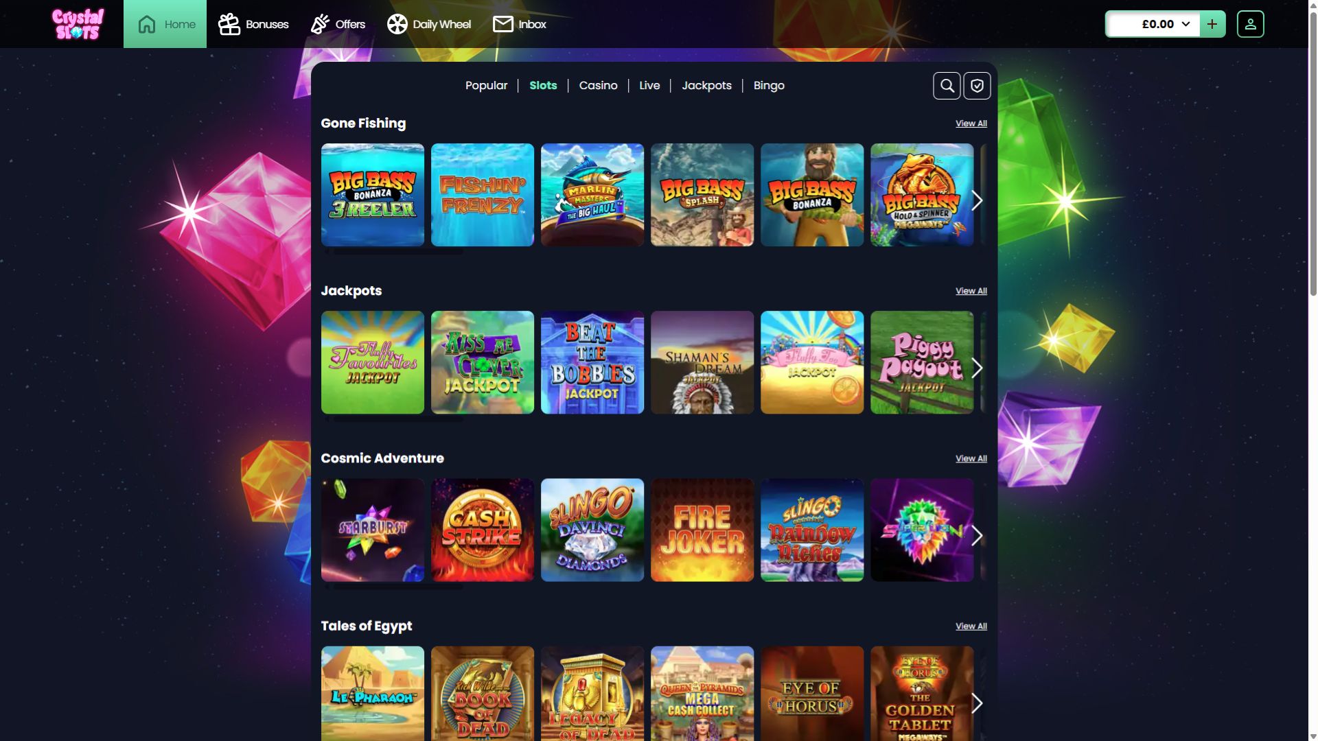 Crystal Slots — изображения игр для рабочего стола
