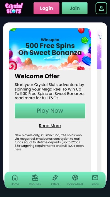 Promozioni Crystal Slots Mobile