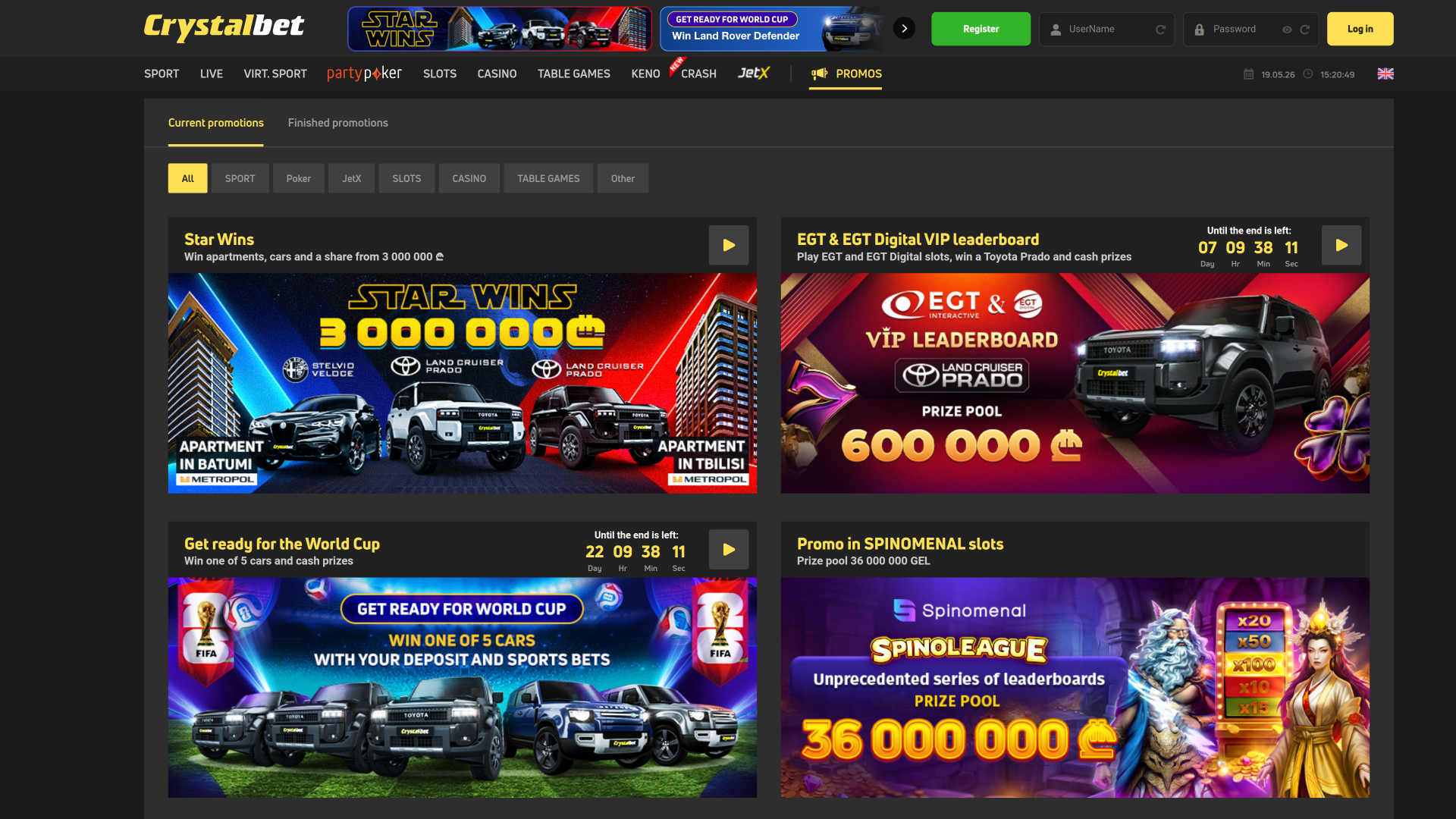 Promozioni del casinò CrystalBet