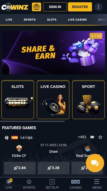 Главная страница CWinz Мобильная версия