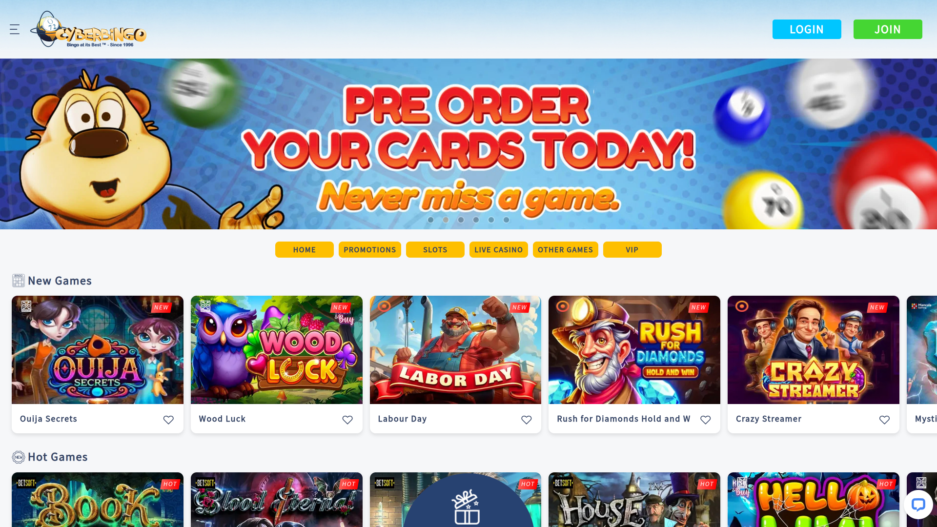 CyberBingo Casino Homepage Desktop