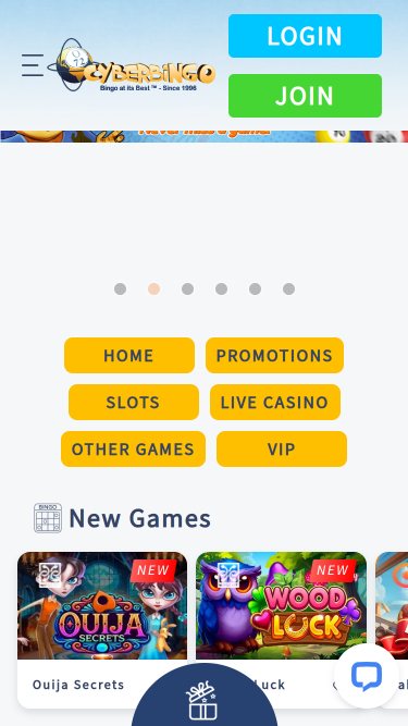 CyberBingo Casino Homepage Mobile