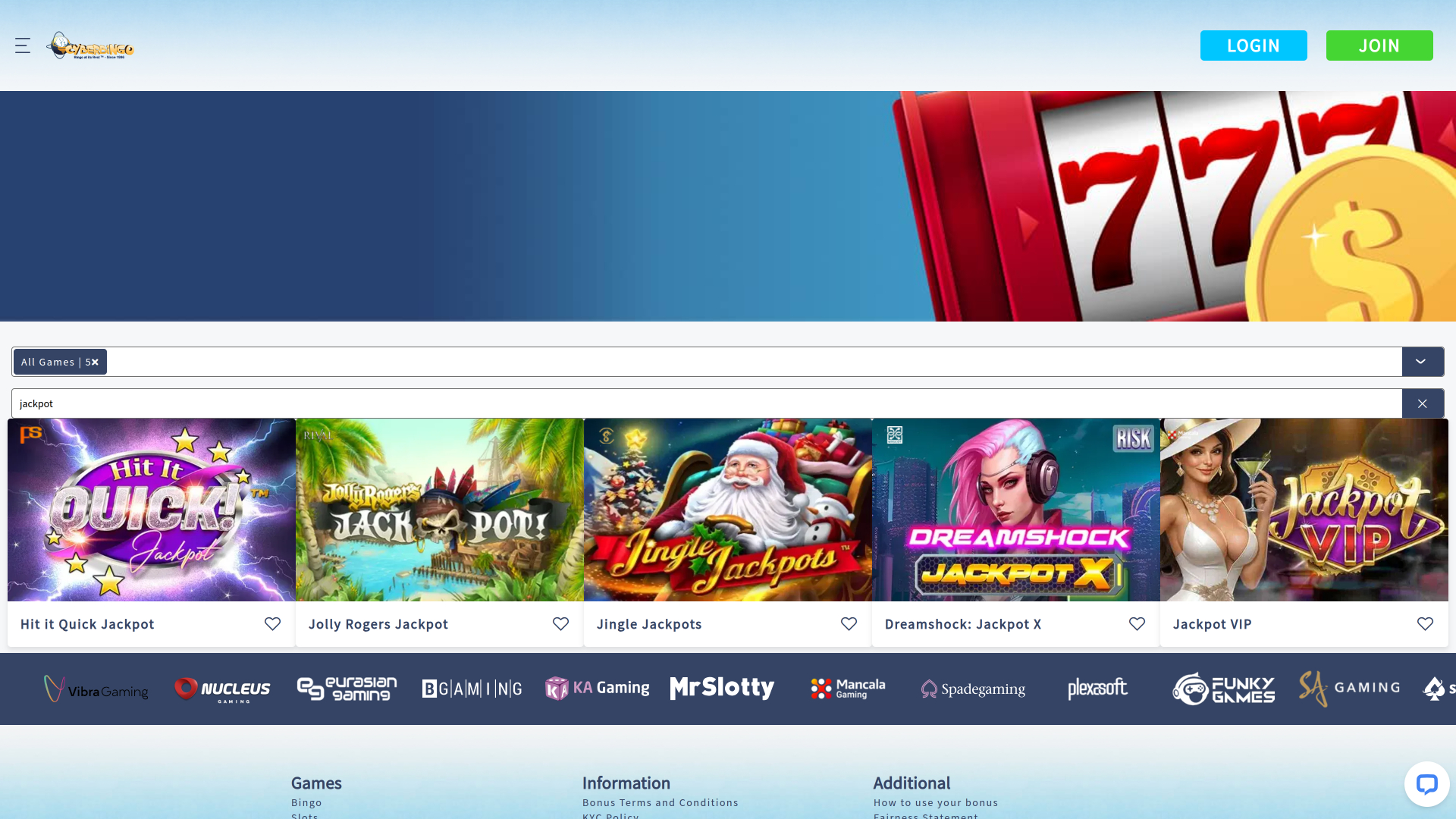 CyberBingo Casino Jackpot Desktop