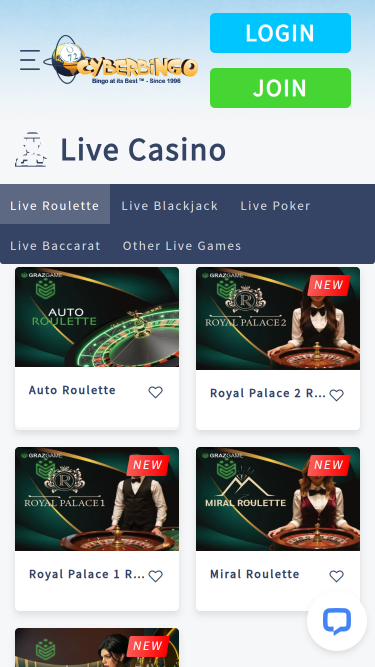 CyberBingo Casino Live Dealer Mobile