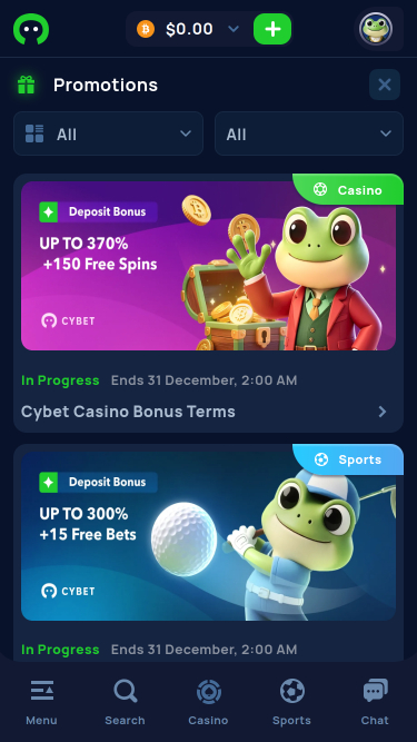 Cybet Casino Promotions Mobile
