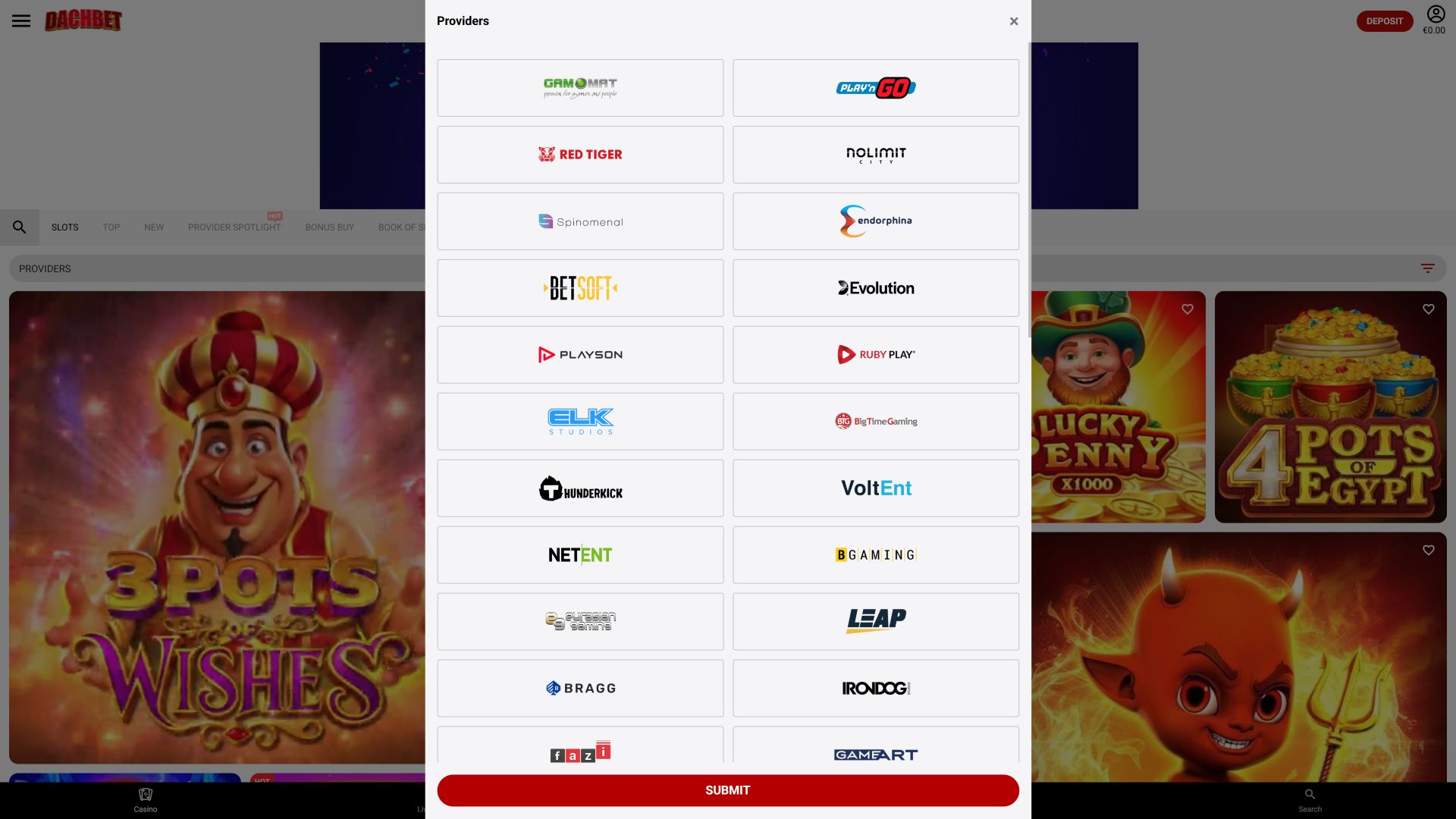Desarrolladores de juegos de imágenes de escritorio de Dachbet Casino