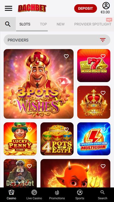 Juegos de imágenes móviles de Dachbet Casino