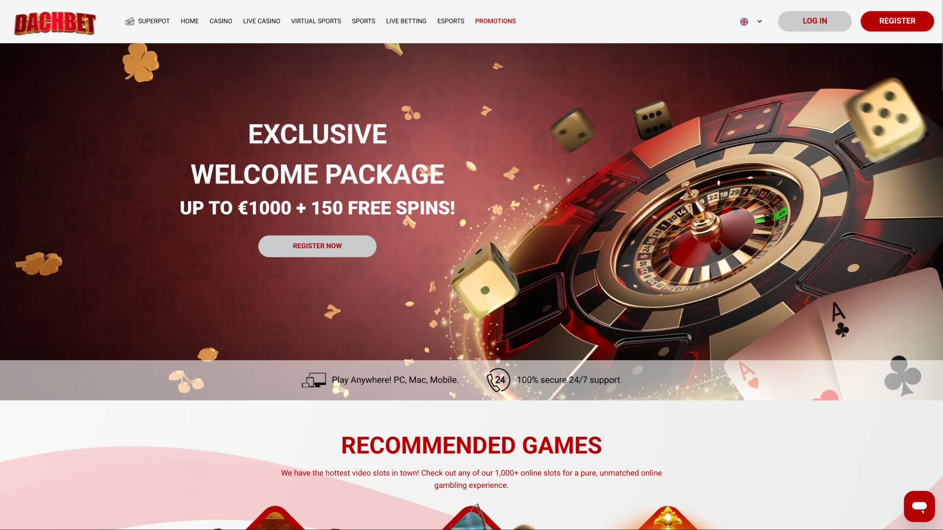 Pagina principale del casinò Dachbet Desktop