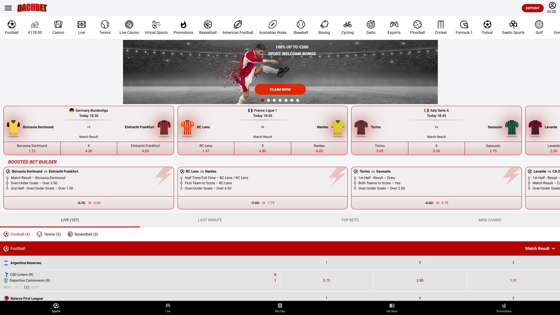 Imagen de escritorio de Dachbet Casino Deportes en vivo