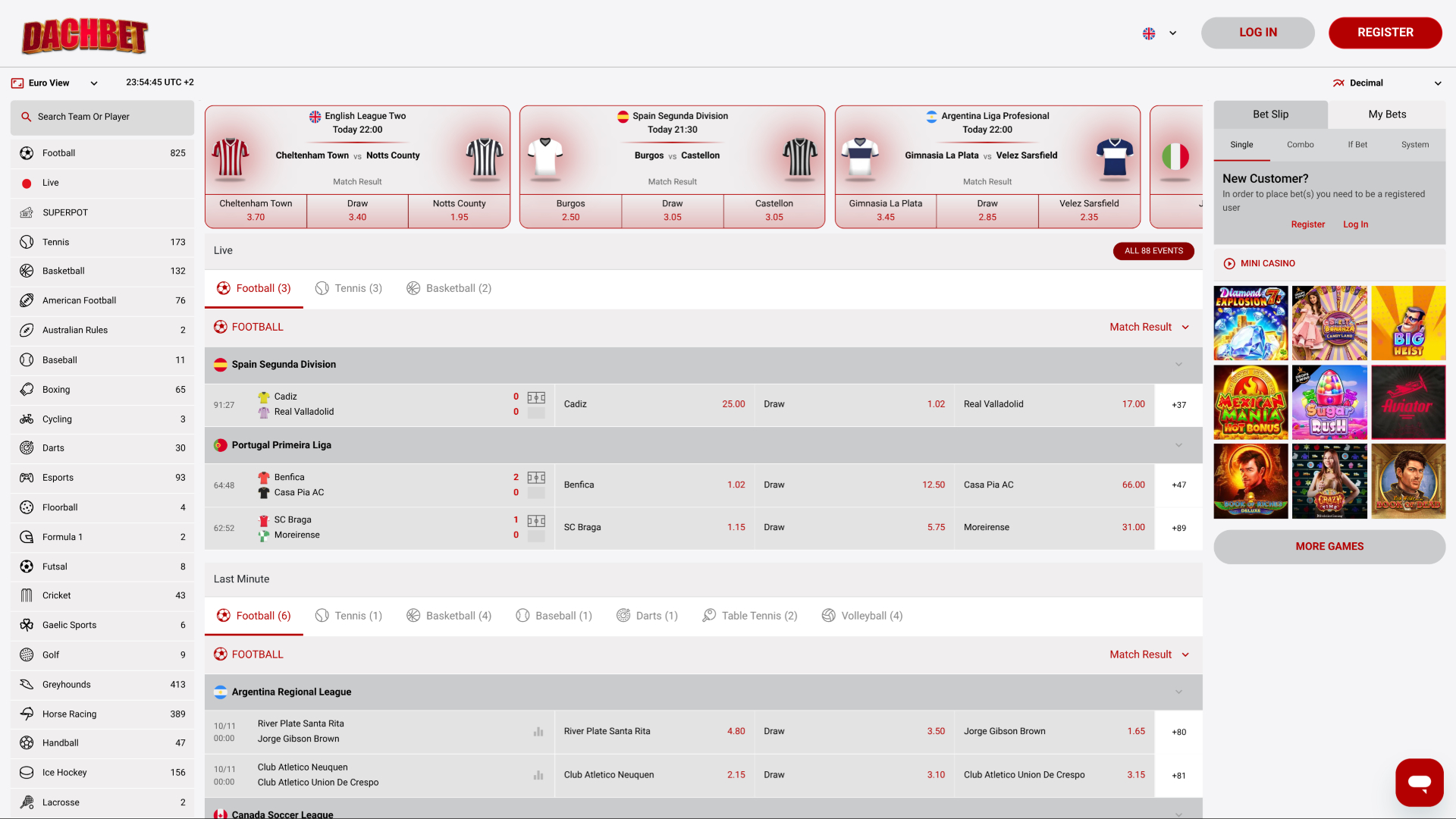 Sport dal vivo del casinò Dachbet Desktop