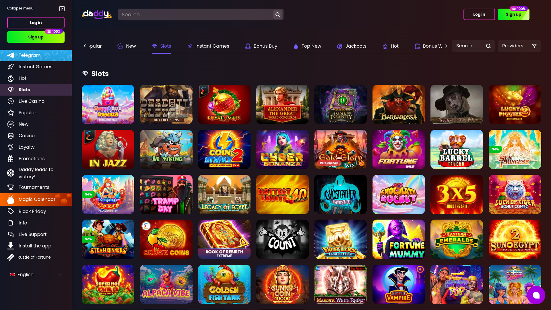 Jeux du Daddy Casino Version de bureau