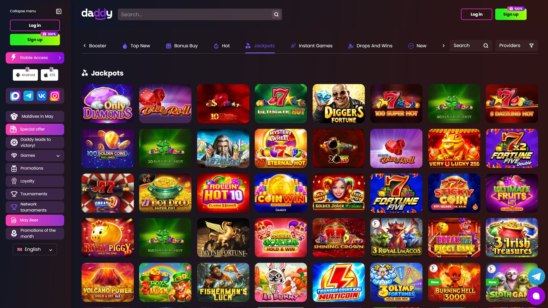 Изображение для рабочего стола Daddy Casino: Джекпот