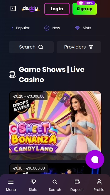 Croupier en direct du Daddy Casino Version mobile