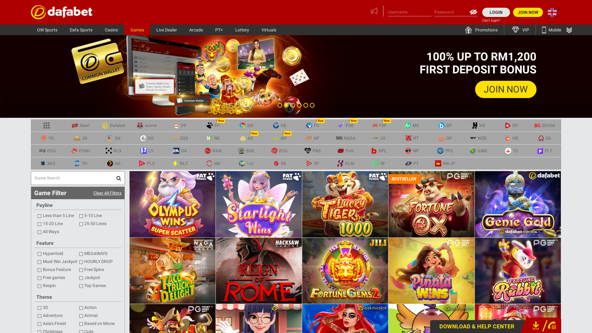 Dafabet Casino Game Developers Desktop