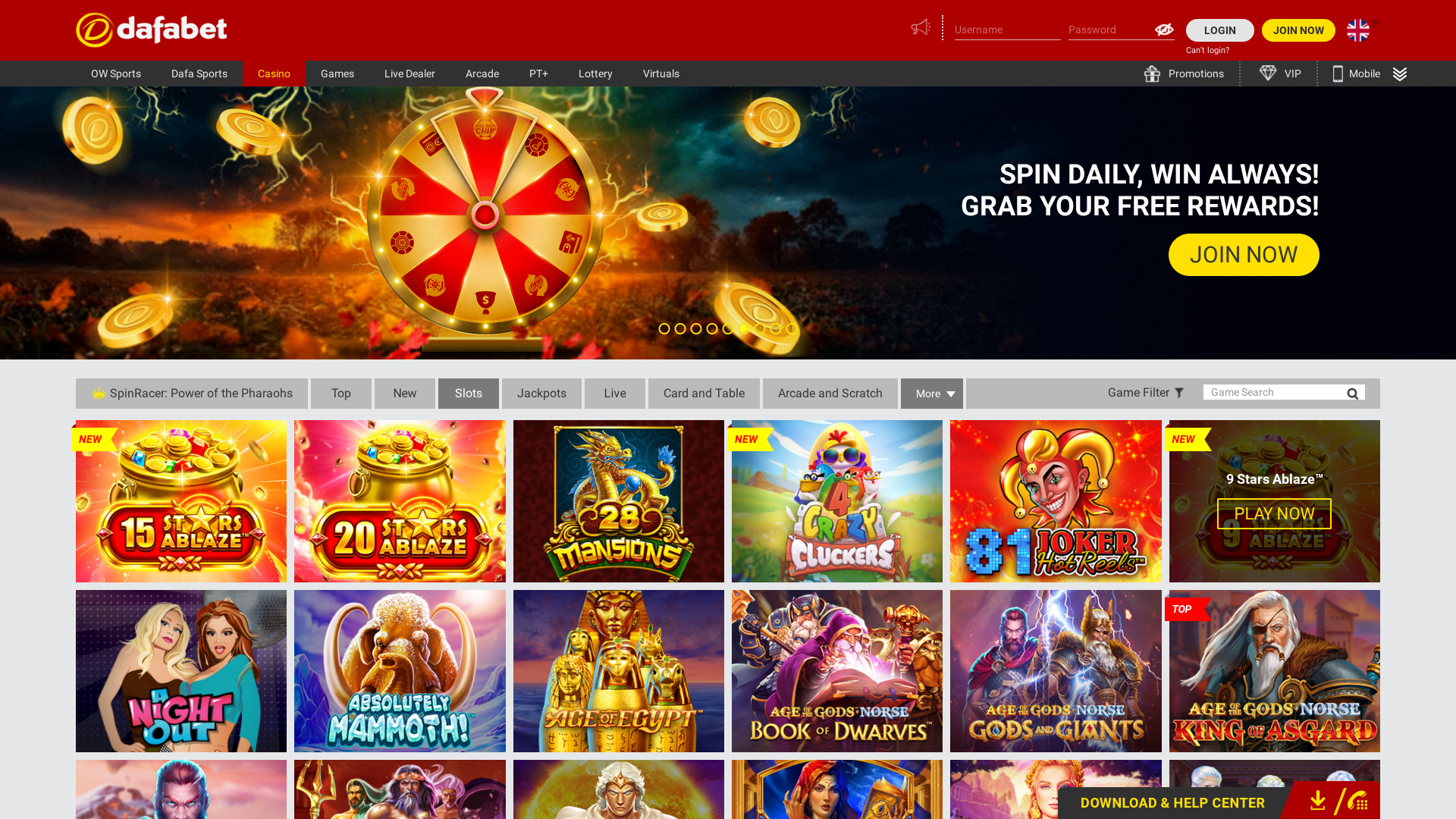 Dafabet Casino Games Desktop