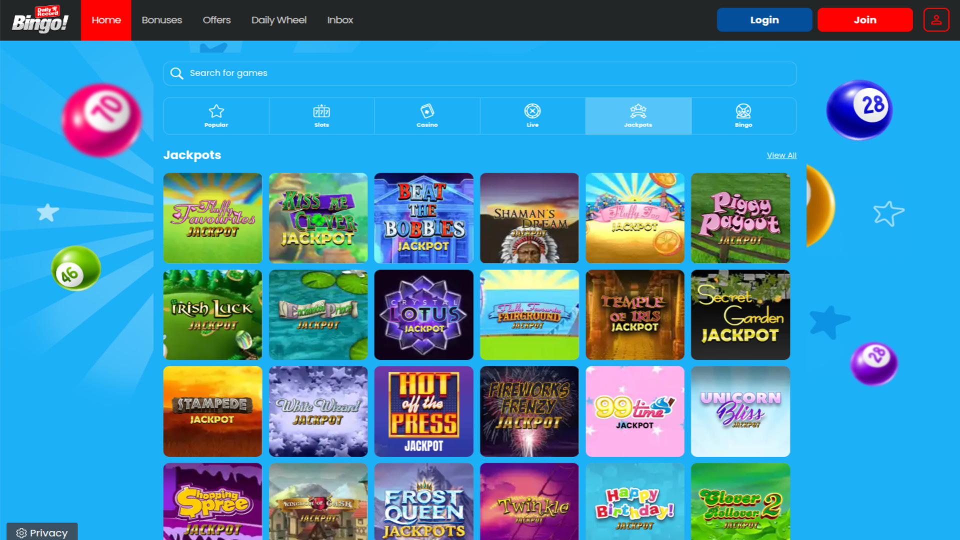 Jackpot du Daily Record Bingo Version de bureau