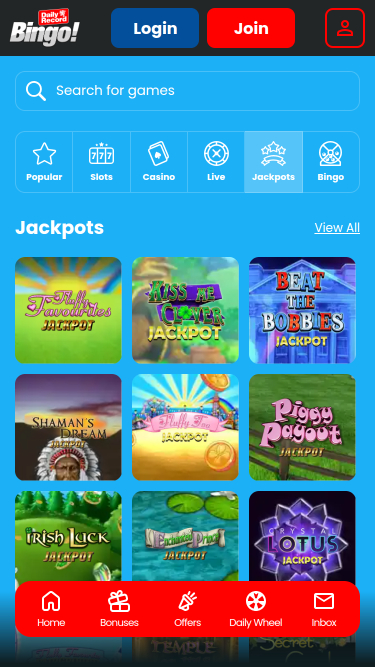 Jackpot du Daily Record Bingo Version mobile