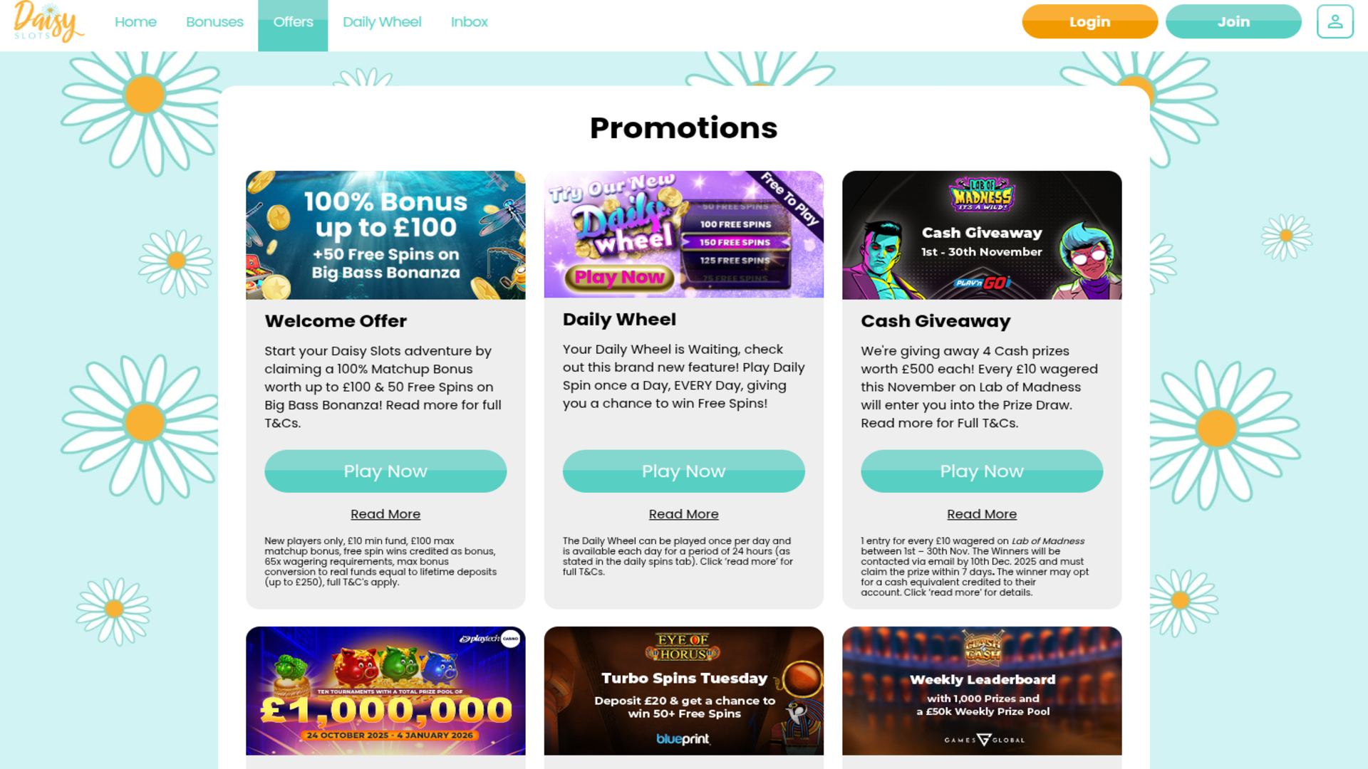 Promozioni del Daisy Slots Versione desktop