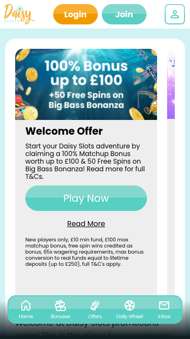 Promozioni del Daisy Slots Versione mobile