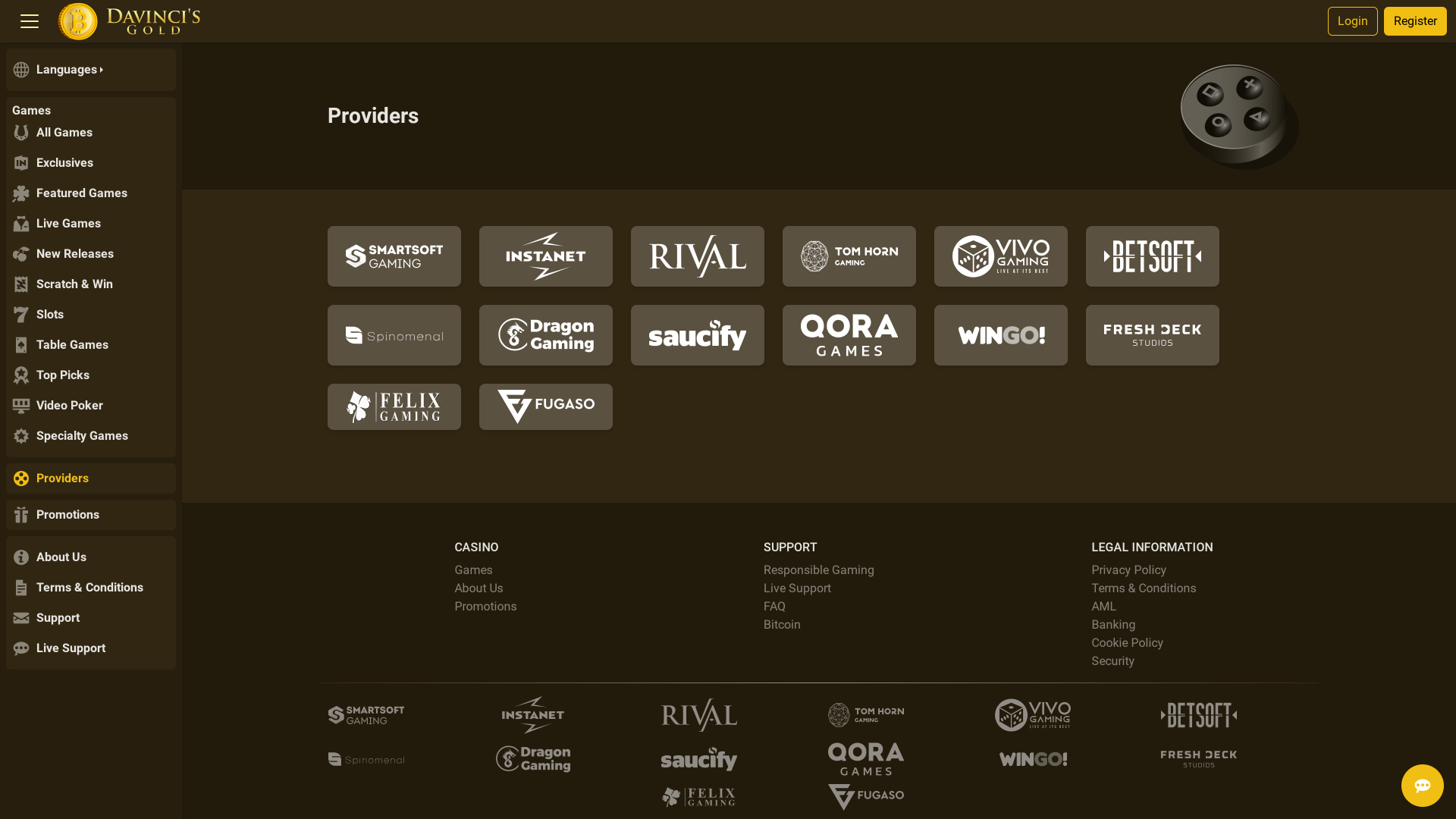 Desarrolladores de juegos de DaVinci’s Gold Casino Versión de escritorio