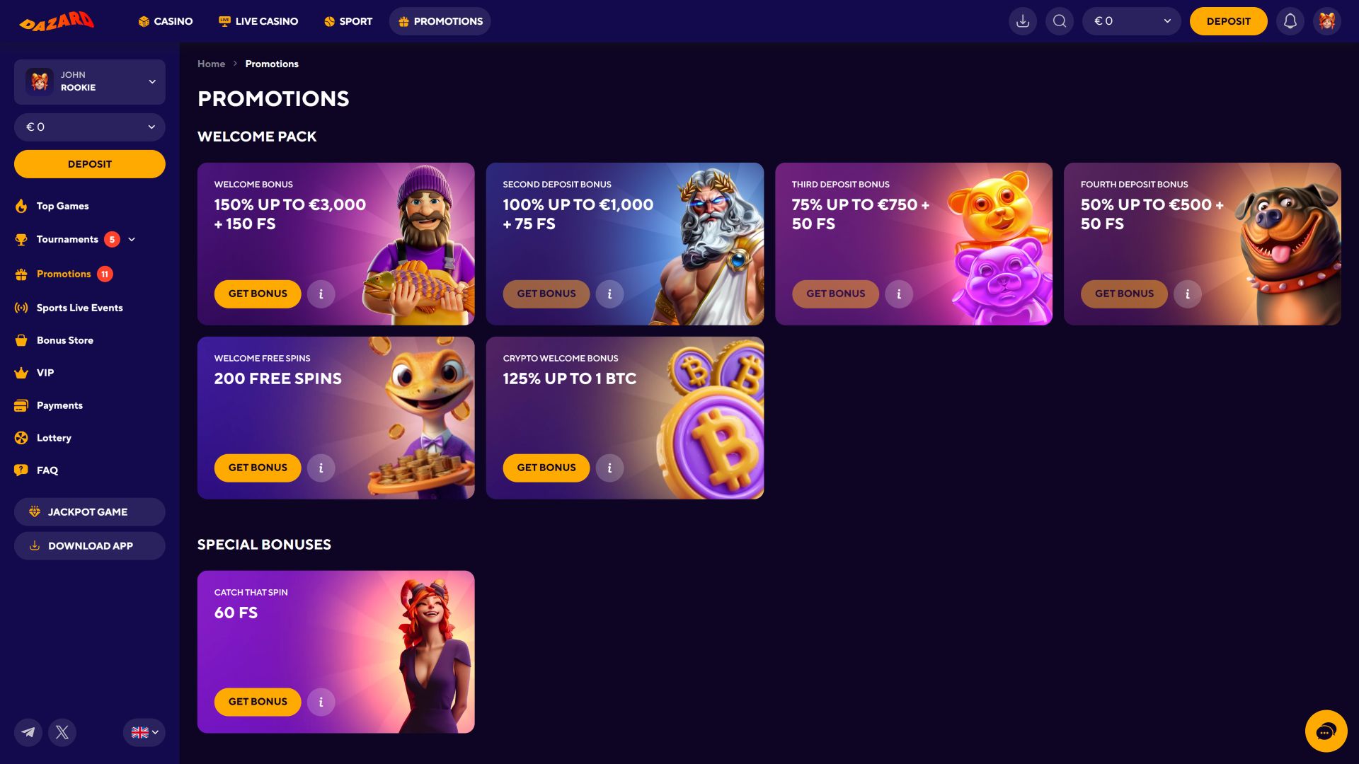 Рекламные изображения для рабочего стола Dazard Casino
