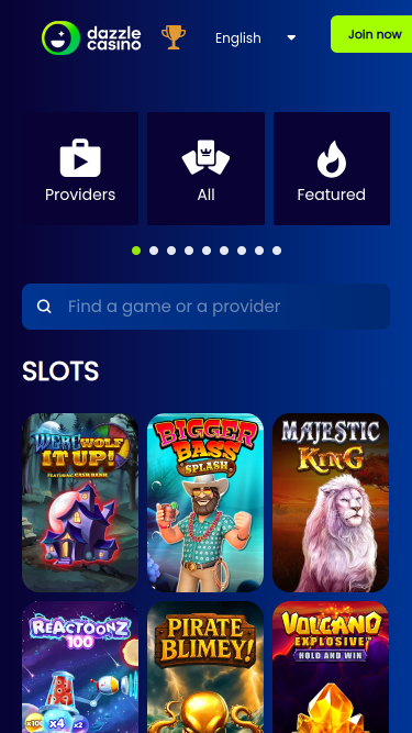 Jeux du Dazzle Casino Version mobile