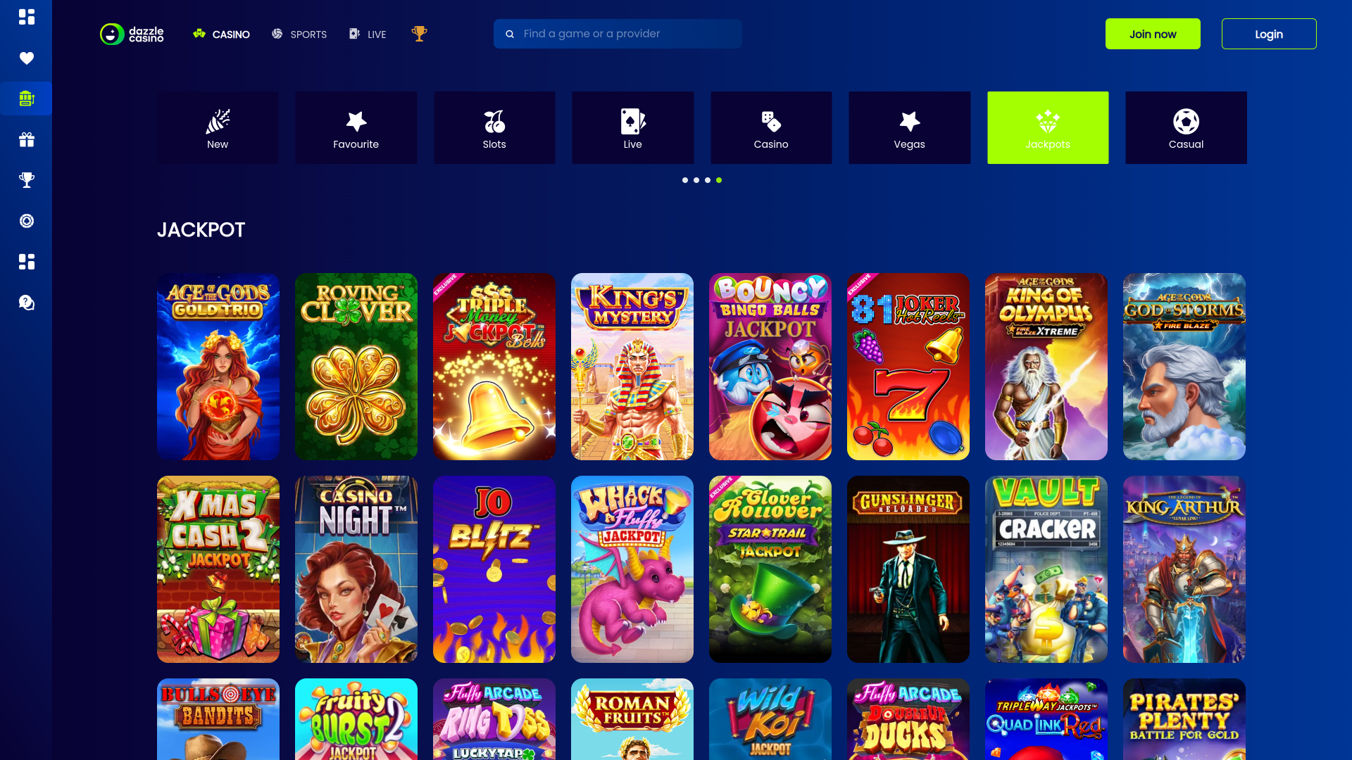 Jackpot du Dazzle Casino Version de bureau