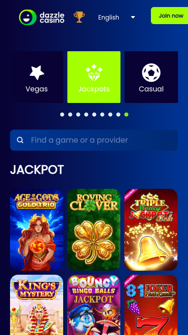 Jackpot du Dazzle Casino Version mobile