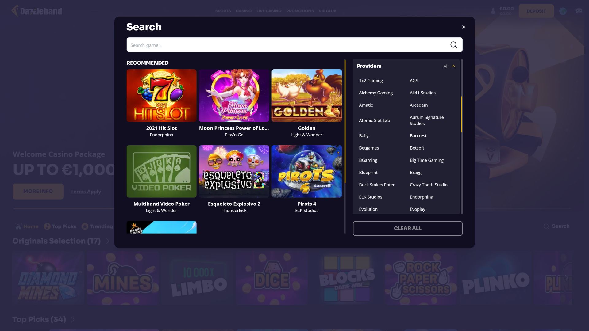 Développeurs de jeux d'images de bureau DazzleHand Casino