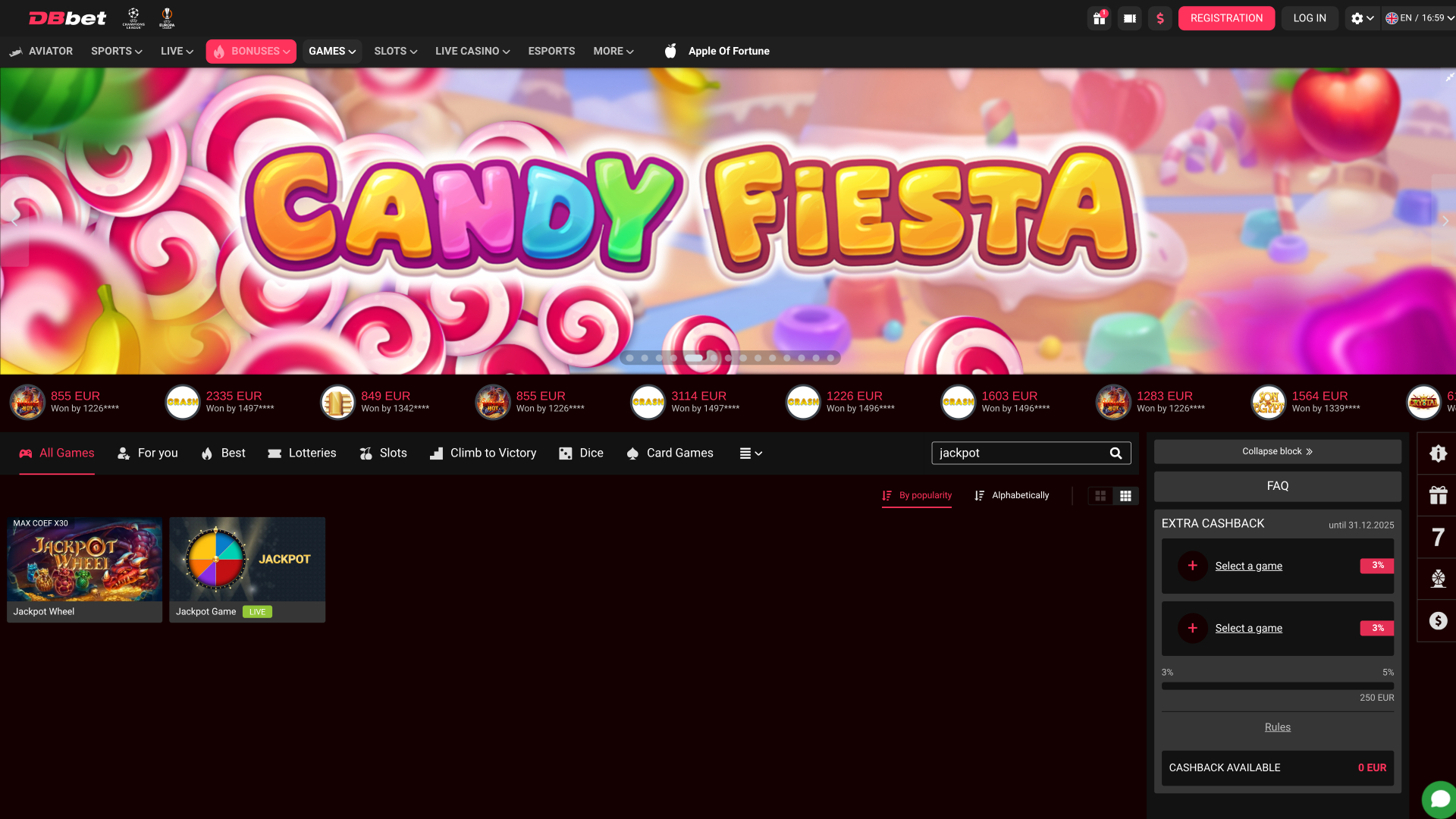 Jackpot de bureau du casino Dbbet