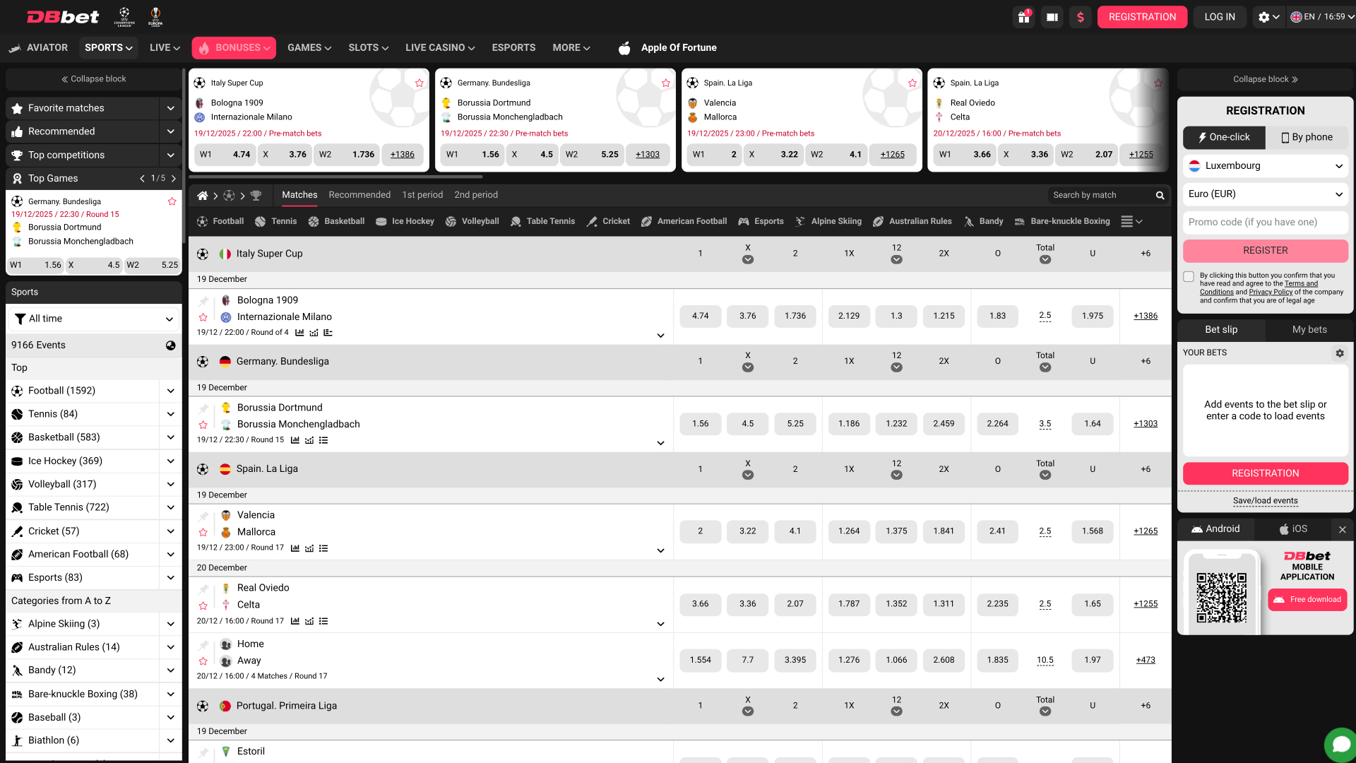 Dbbet Casino Sports sur ordinateur