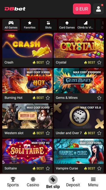 Изображение мобильных игр Dbbet Casino