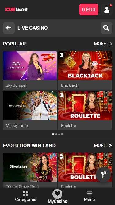 Изображение мобильного live-дилера Dbbet Casino