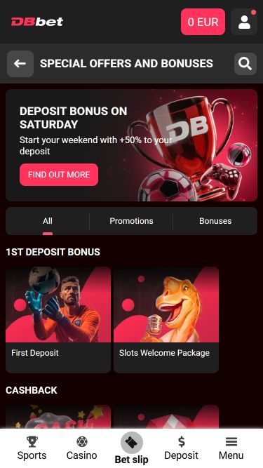 Рекламные изображения мобильного приложения казино Dbbet