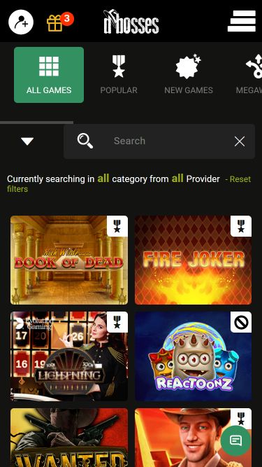 Immagine giochi mobile di DBosses Casino