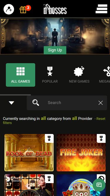 Immagine della homepage di DBosses Casino Mobile