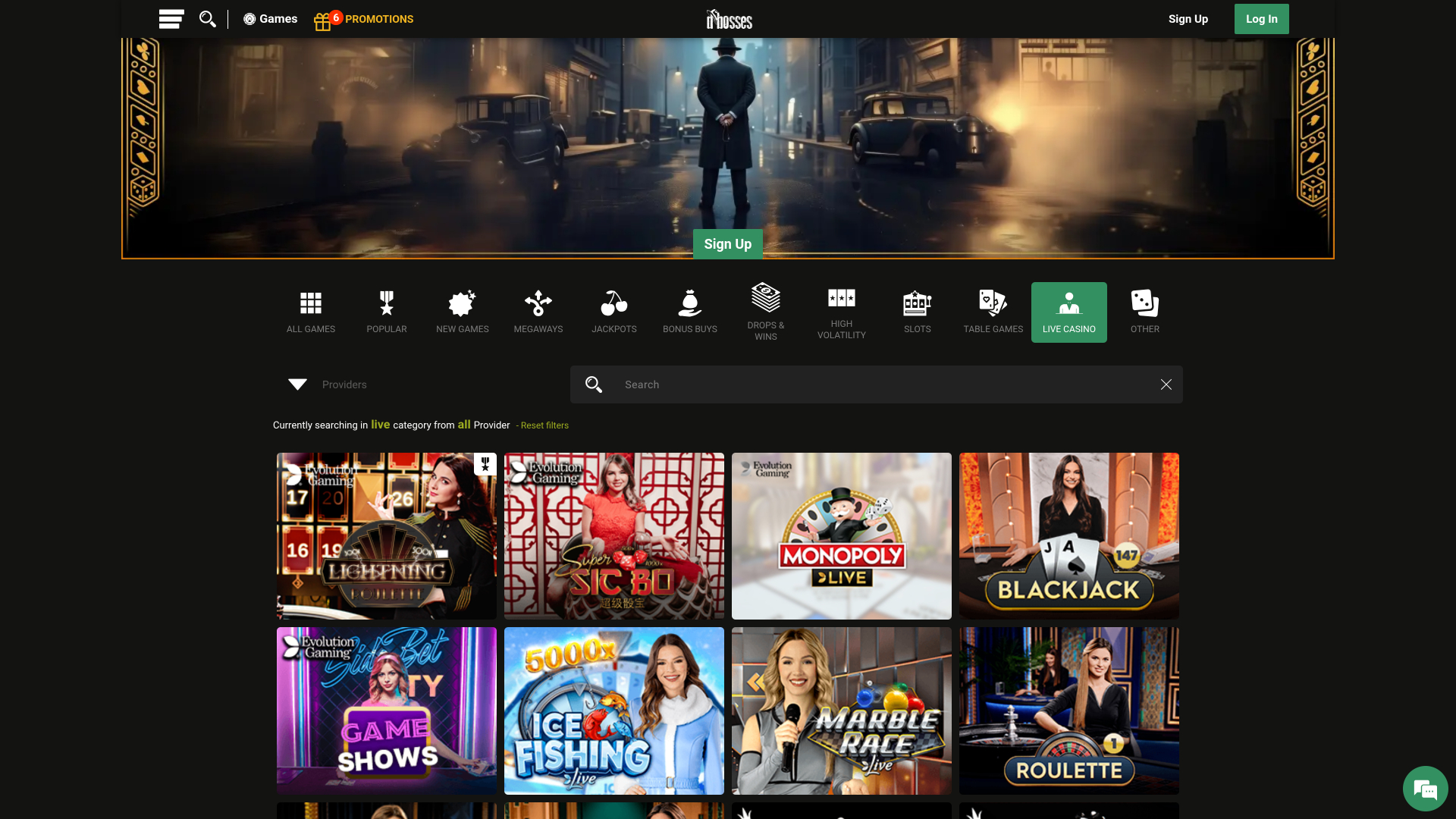 Croupier en direct du DBosses Casino Version de bureau