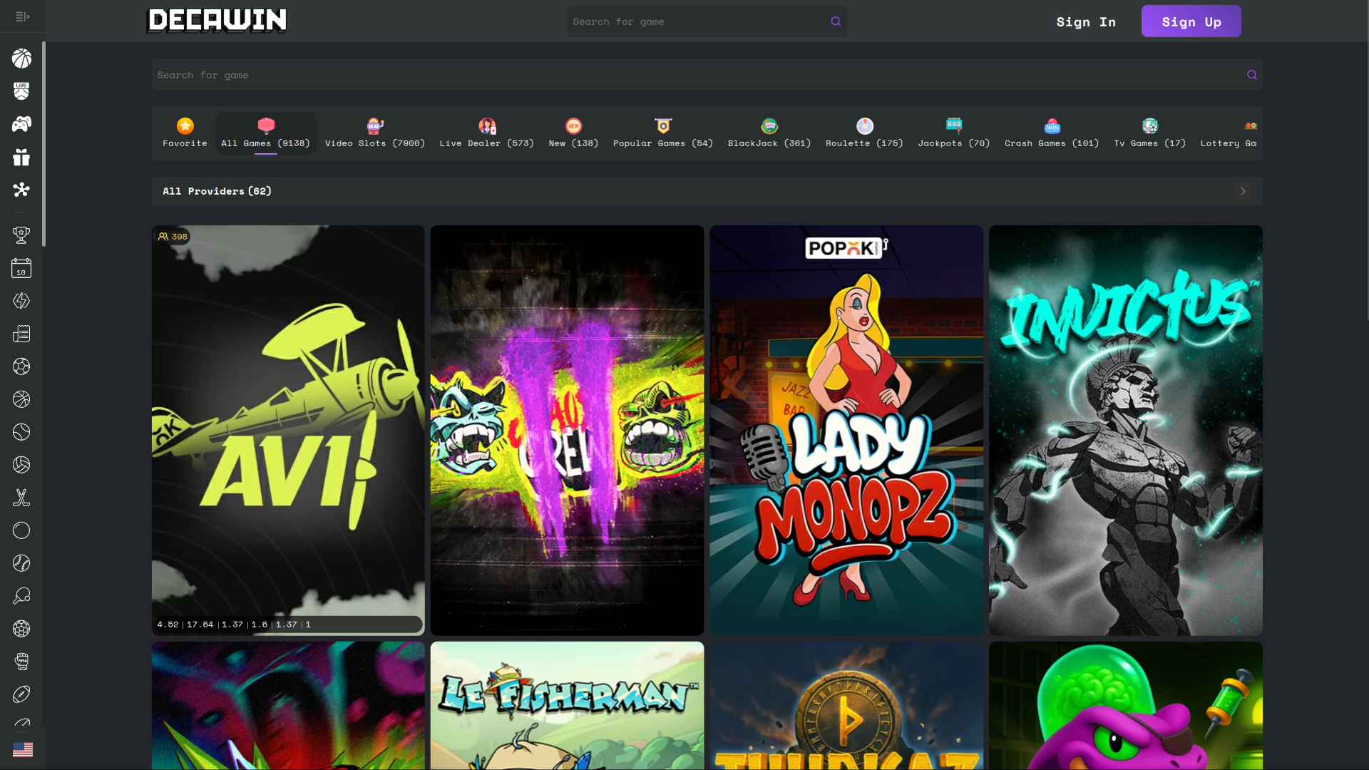 Jeux de casino Decawin