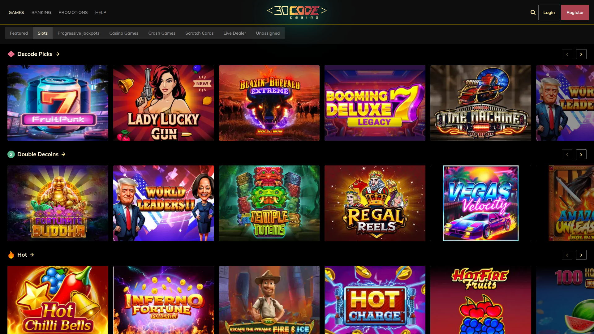 Giochi del Decode Casino Versione desktop