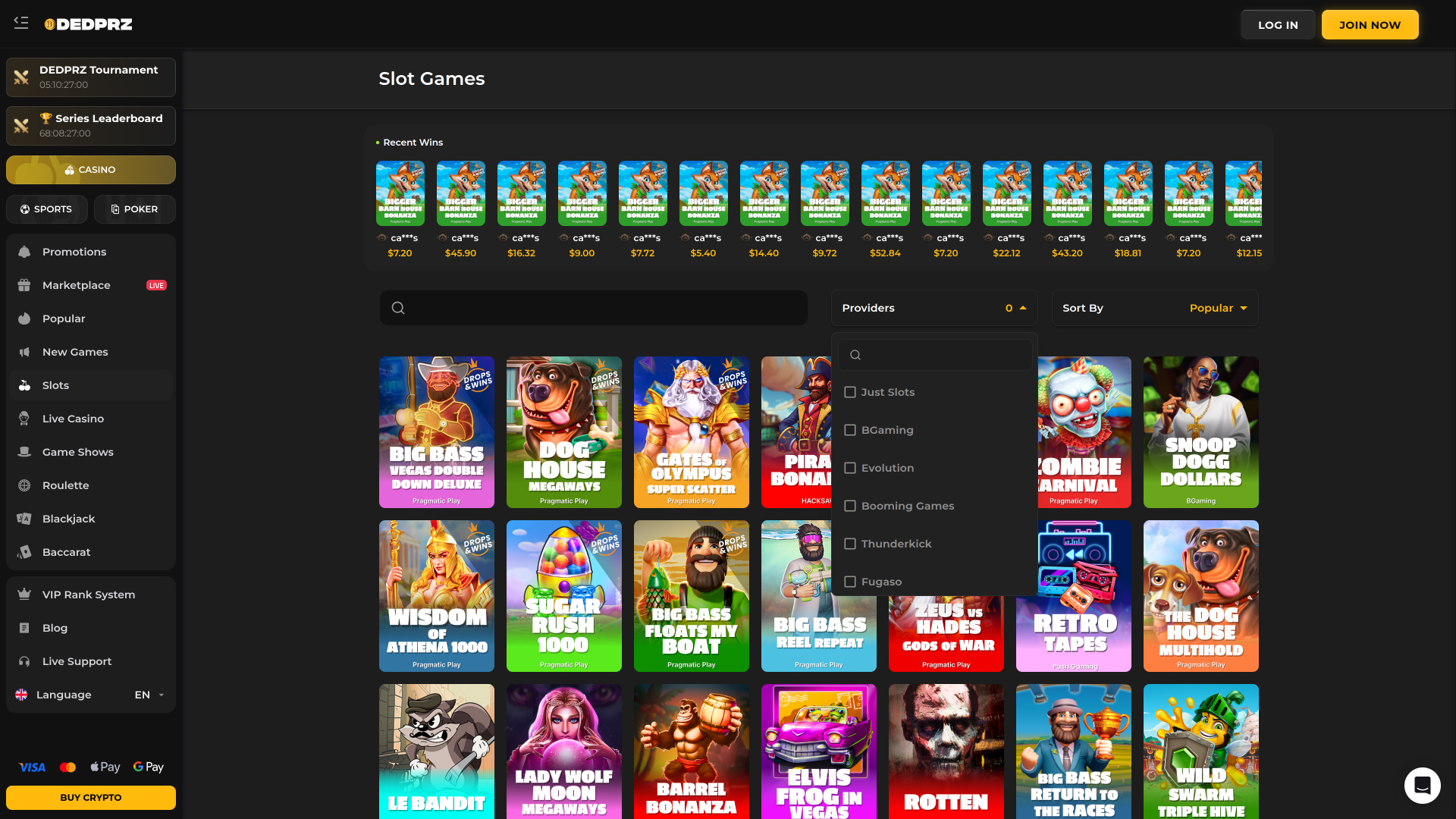 Développeurs de jeux du Dedprz Casino Version de bureau