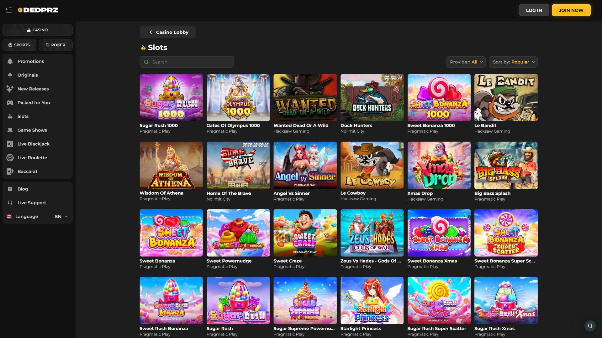 Dedprz Casino Desktop-Hintergrundspiele
